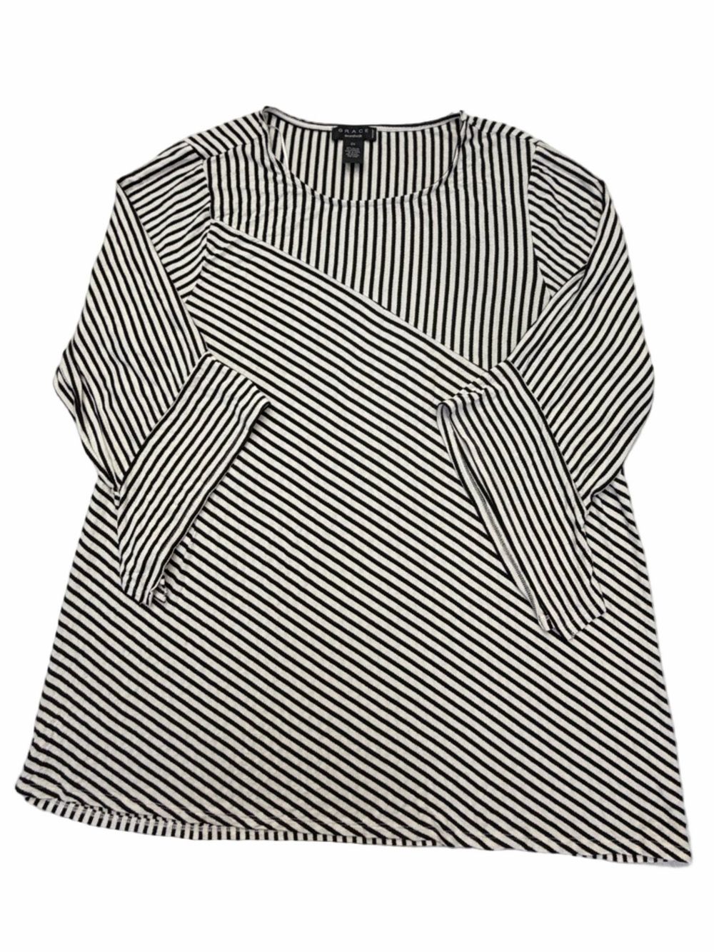 Grace The Perfect Fit Elements Black White Diagonal Stripe Tunic Top Top Lady 2X